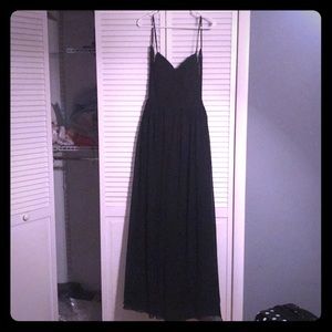 Formal black front slit azazie gown